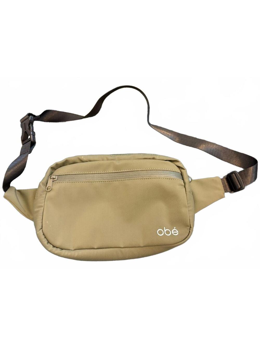Obé Olive Green Nylon Waist Bag with Adjustable Strap and Multiple Zippered Pock